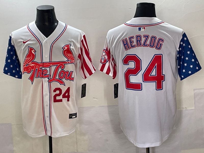 Men 2025 St.Louis Cardinals #24 Herzog White a generation of national flags Joint Name Nike MLB Jersey style 3